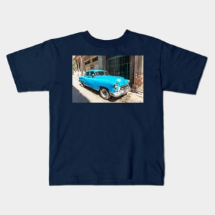 Blue Cuban Car In Havana, Cuba Kids T-Shirt